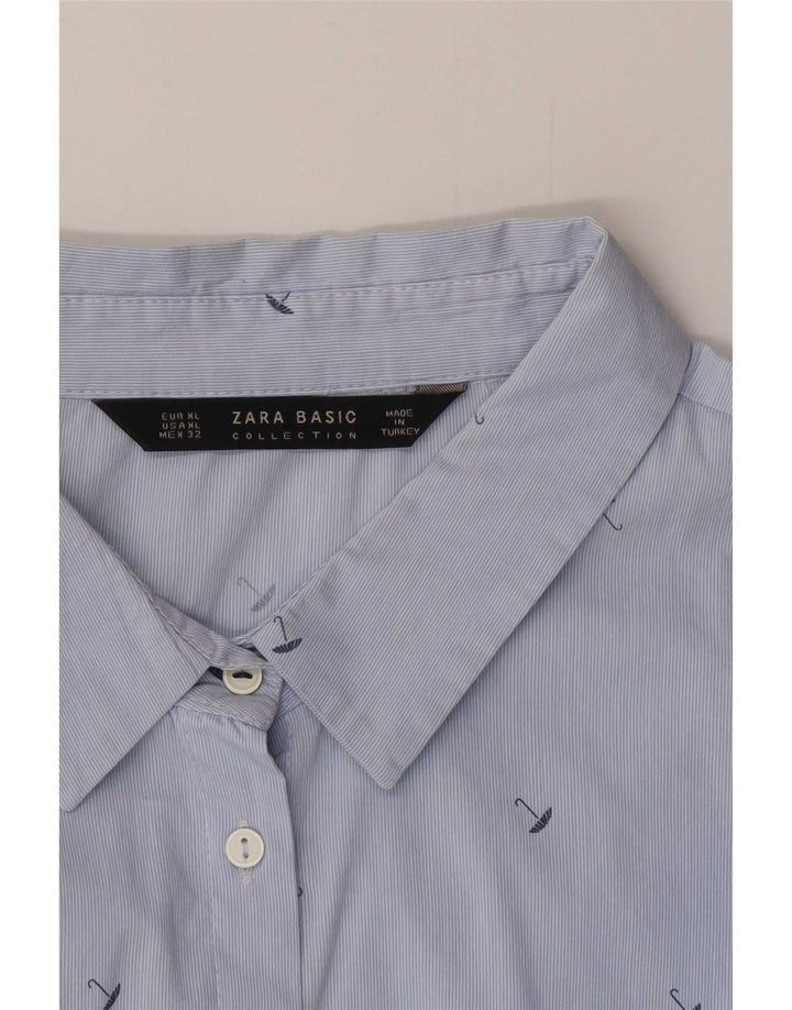 Zara Mujer Camisa Estampado Abstracto UK 40 XL Azul