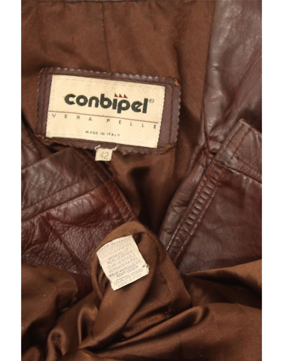 Chaqueta De Cuero Mujer Conbipel IT 42 Cuero Marrón Medio
