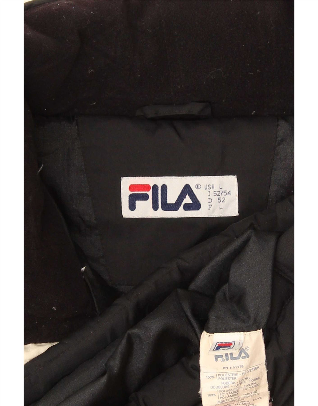 Fila Chaleco acolchado para hombre Reino Unido 40 Grande Poliéster negro