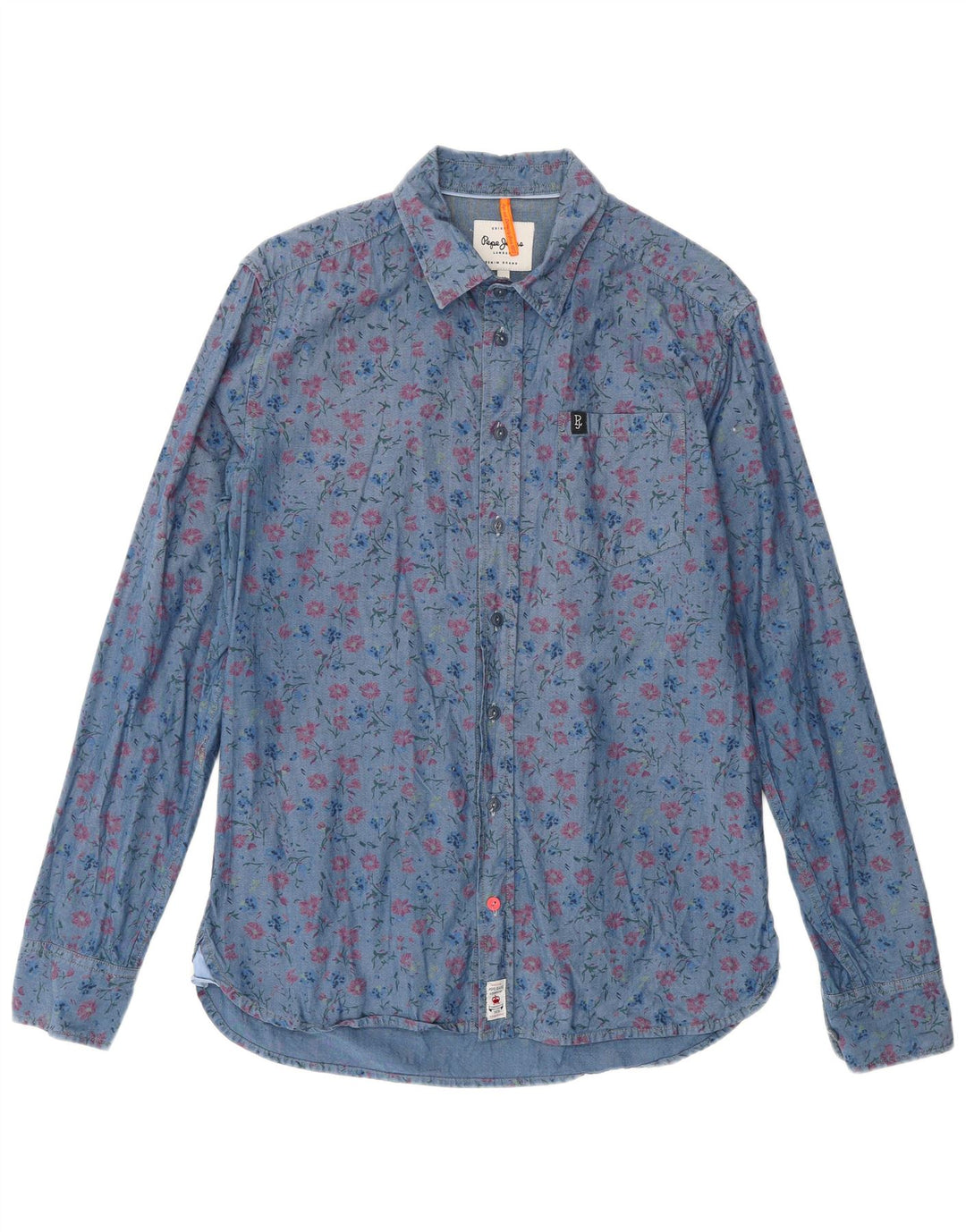 PEPE JEANS Camisa ajustada de hombre en algodón floral azul medio