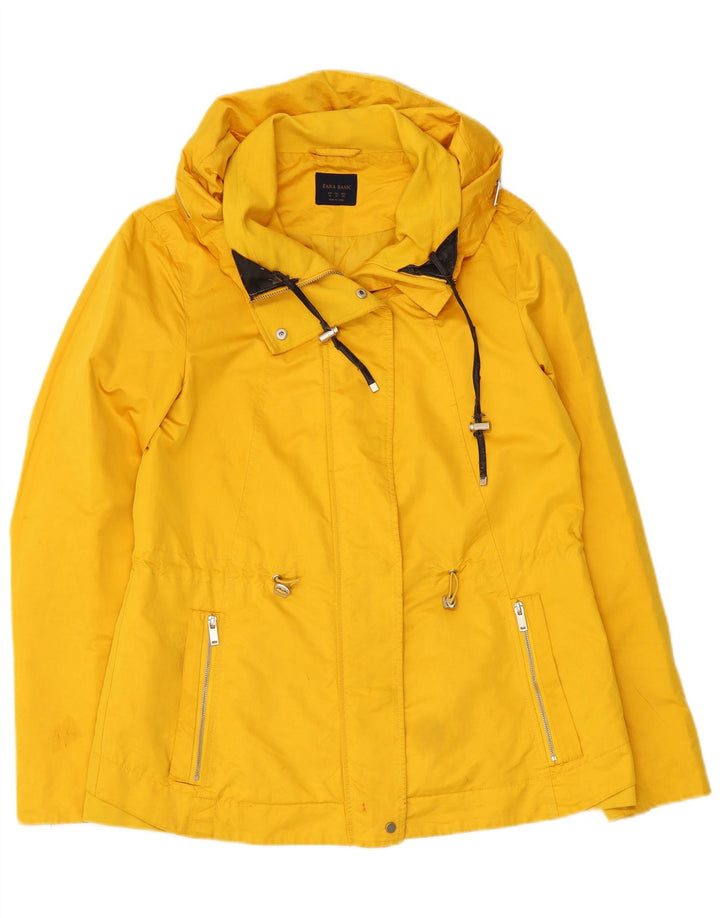 Zara Chaqueta cortavientos con capucha para mujer UK 44 Poliéster amarillo medio