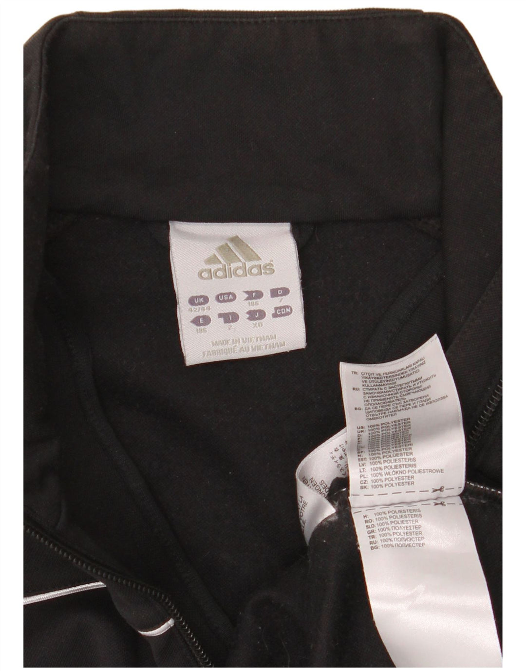 Adidas - Sudadera con cuello y cremallera para hombre, talla 42/44, poliéster negro grande