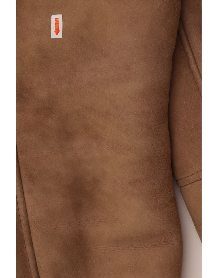 VINTAGE Chaqueta de piel de oveja para hombre IT 50 Piel de oveja marrón grande