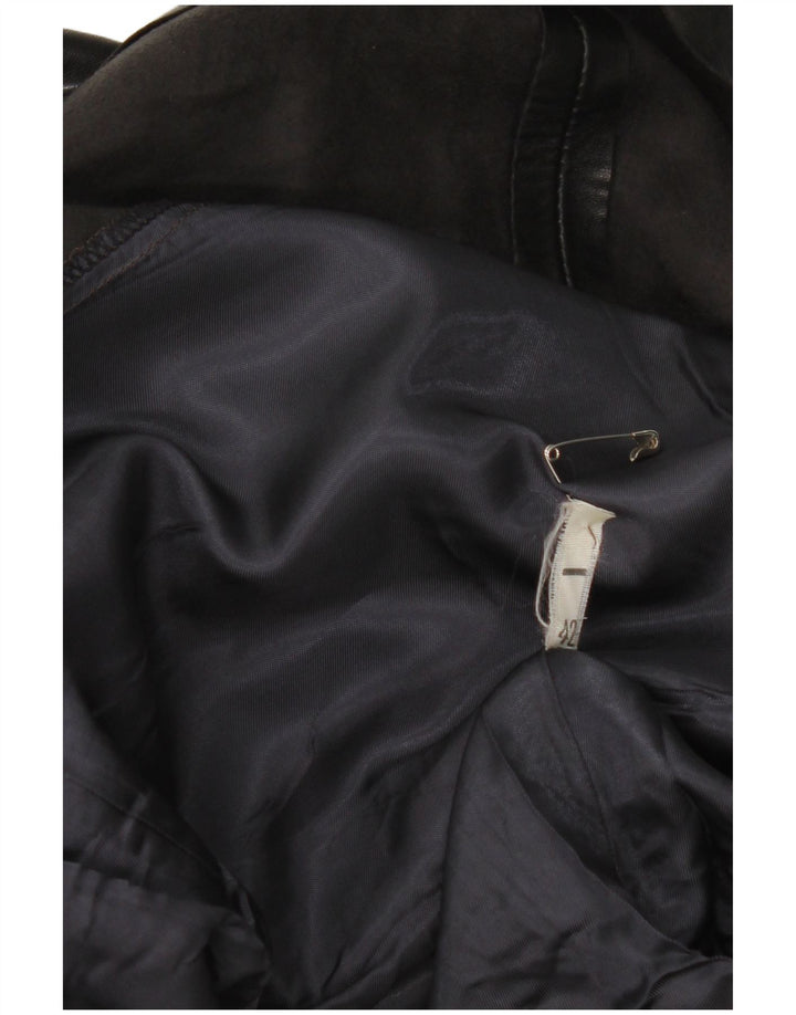 Falda de cuero vintage para mujer IT 42 Medio W26 Cuero negro