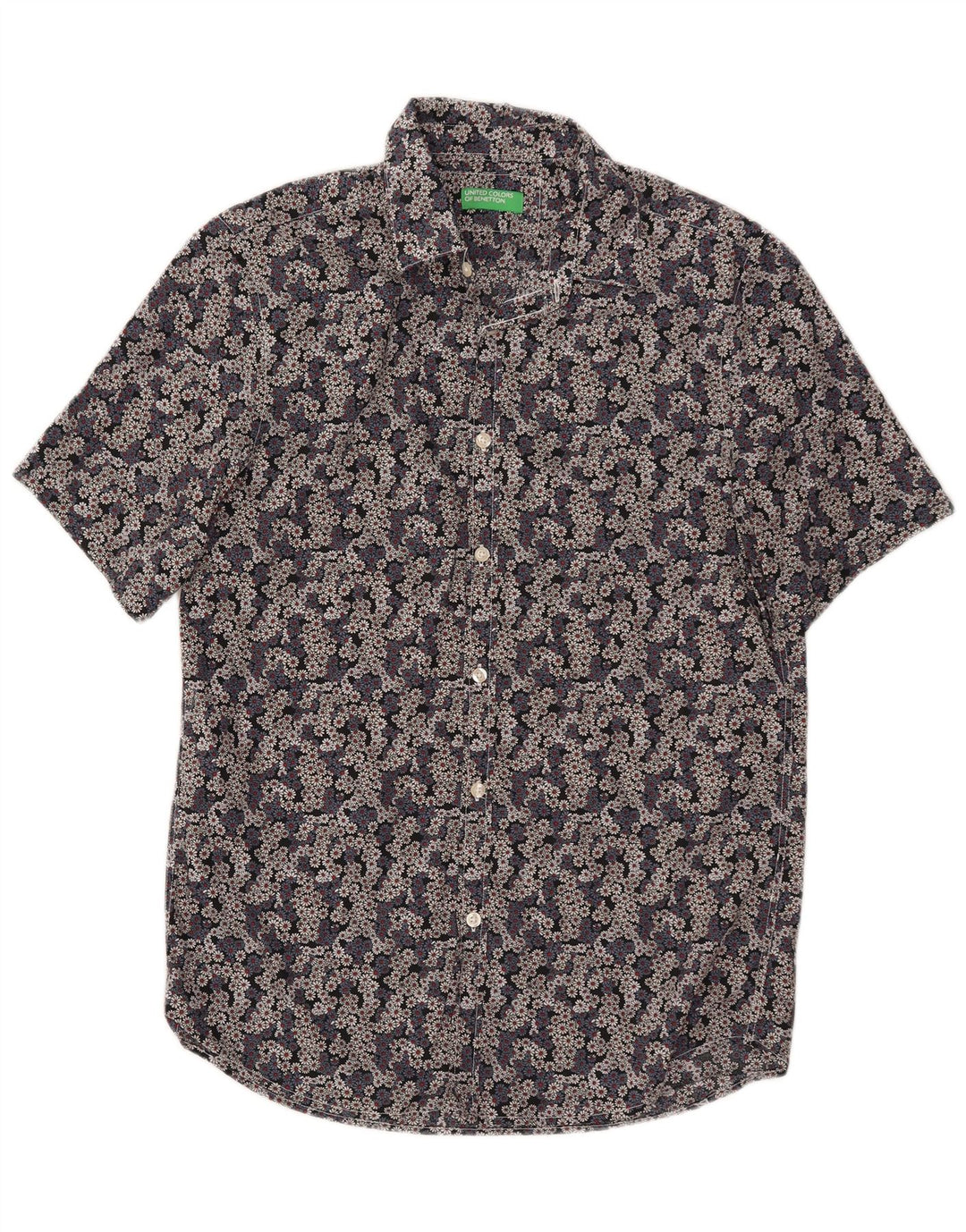 BENETTON Camisa Manga Corta Hombre Mediana Algodón Floral Multicolor