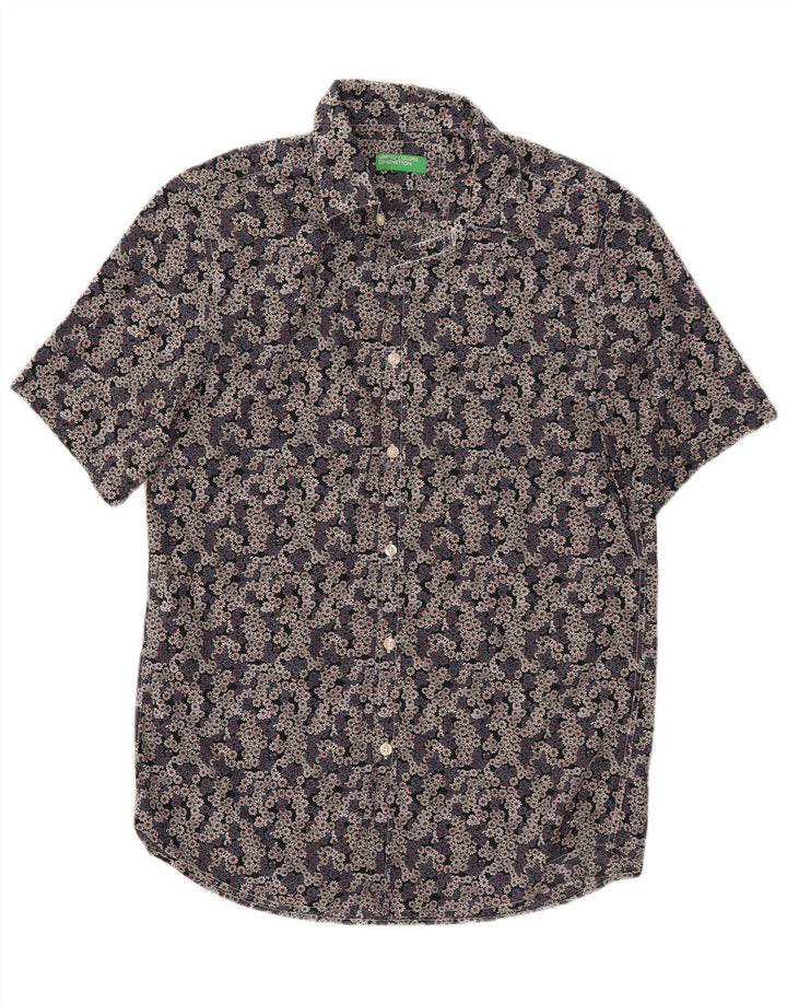 BENETTON Camisa Manga Corta Hombre Mediana Algodón Floral Multicolor