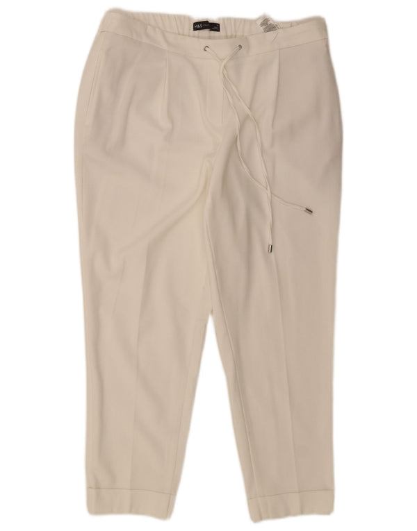 Marks & Spencer Pantalones chinos con pinzas para mujer UK 40 Large W32 L25 Blanco
