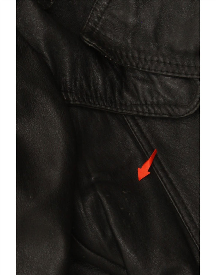 VINTAGE Mujer Crop Chaqueta Militar Reino Unido 12 Medio Negro