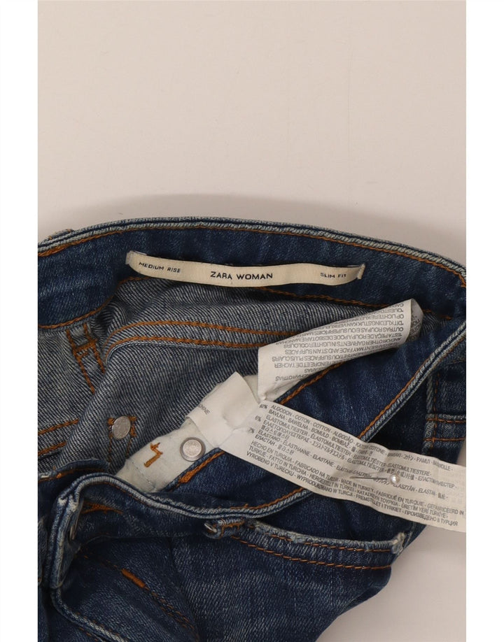 Zara Mujer Vaqueros Slim De Talle Medio W26 L29 Algodón Azul