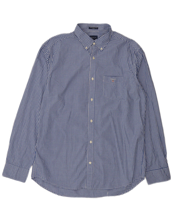 Camisa Gant Regular Fit para hombre Talla 43/44 17 1/2 XL Algodón a cuadros azul
