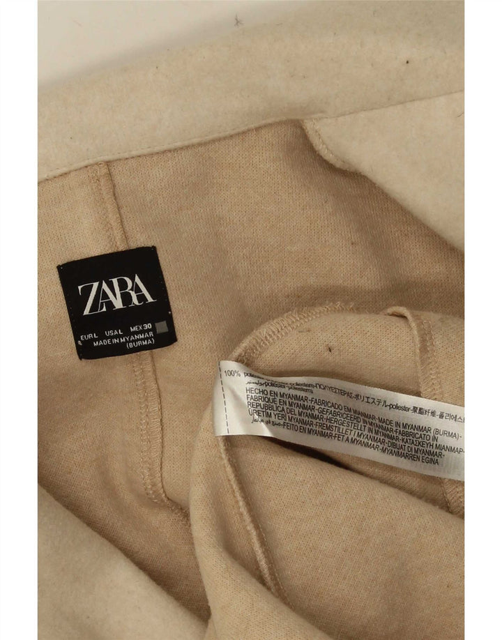 Zara Mujer Abrigo Abierto UK 46 Grande Poliéster Beige