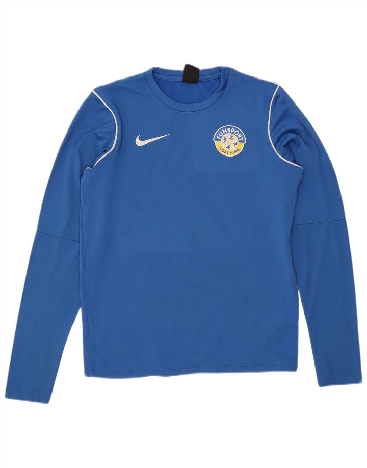 NIKE Hombre Dri Fit Top Manga Larga Poliéster Azul Pequeño