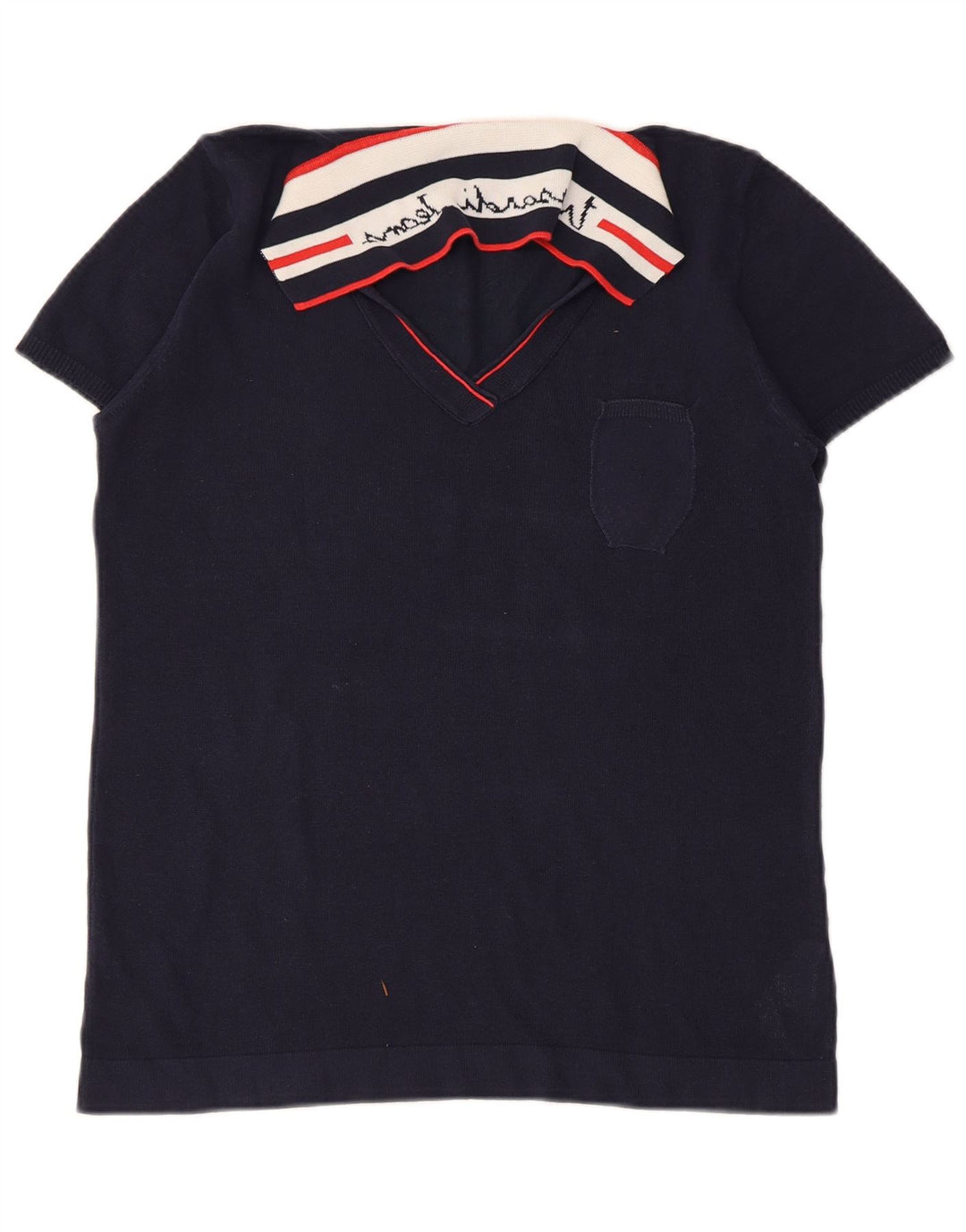 TRUSSARDI JEANS Suéter tipo jersey con cuello polo para mujer UK 44 Grande Azul marino