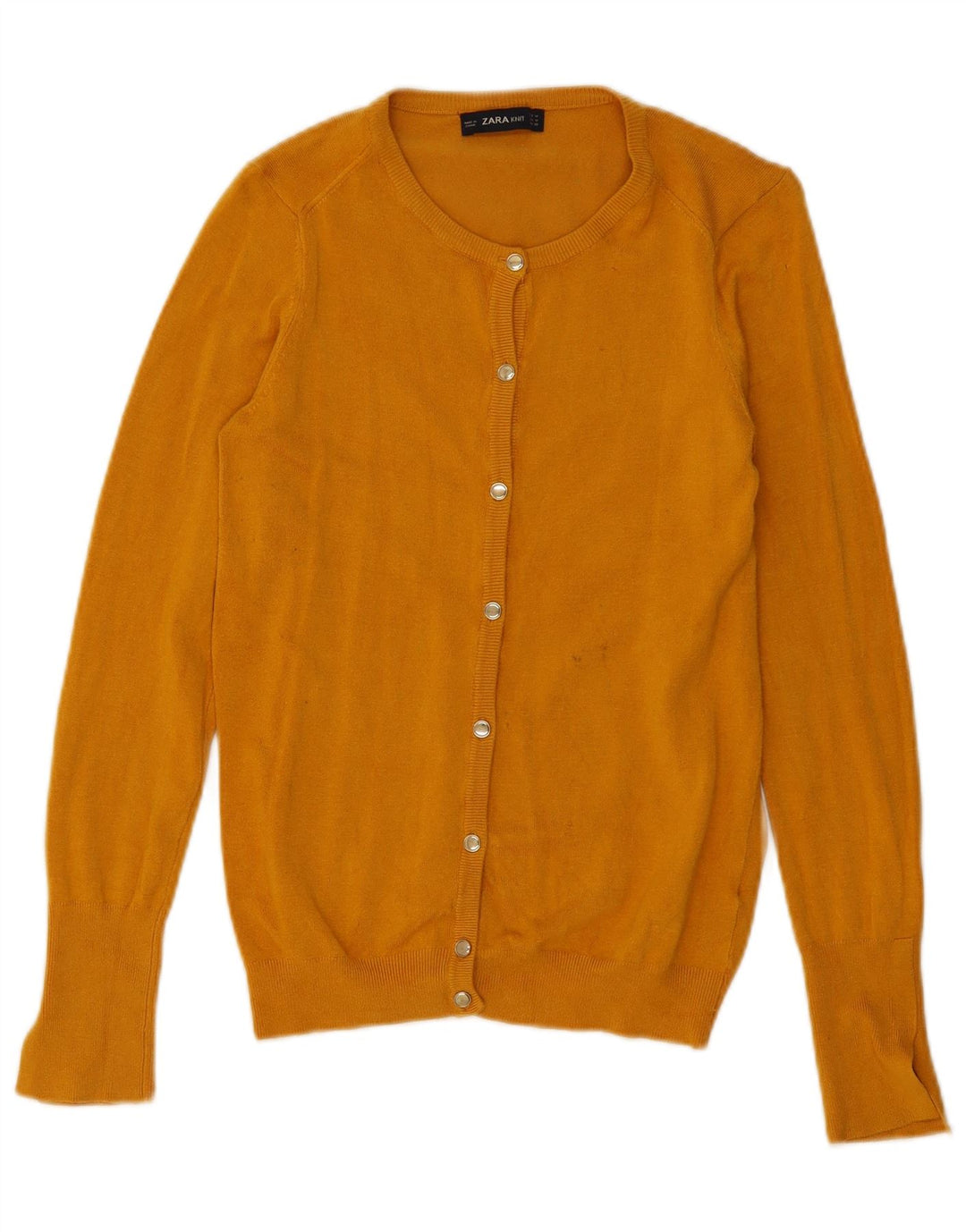 Zara Mujer Cárdigan Suéter UK 12 Viscosa Amarilla Mediana