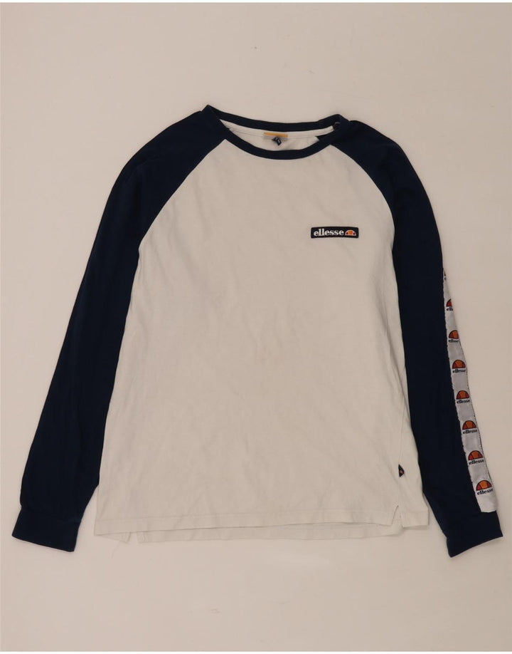 ELLESSE Hombre Top gráfico de manga larga de algodón color block blanco medio