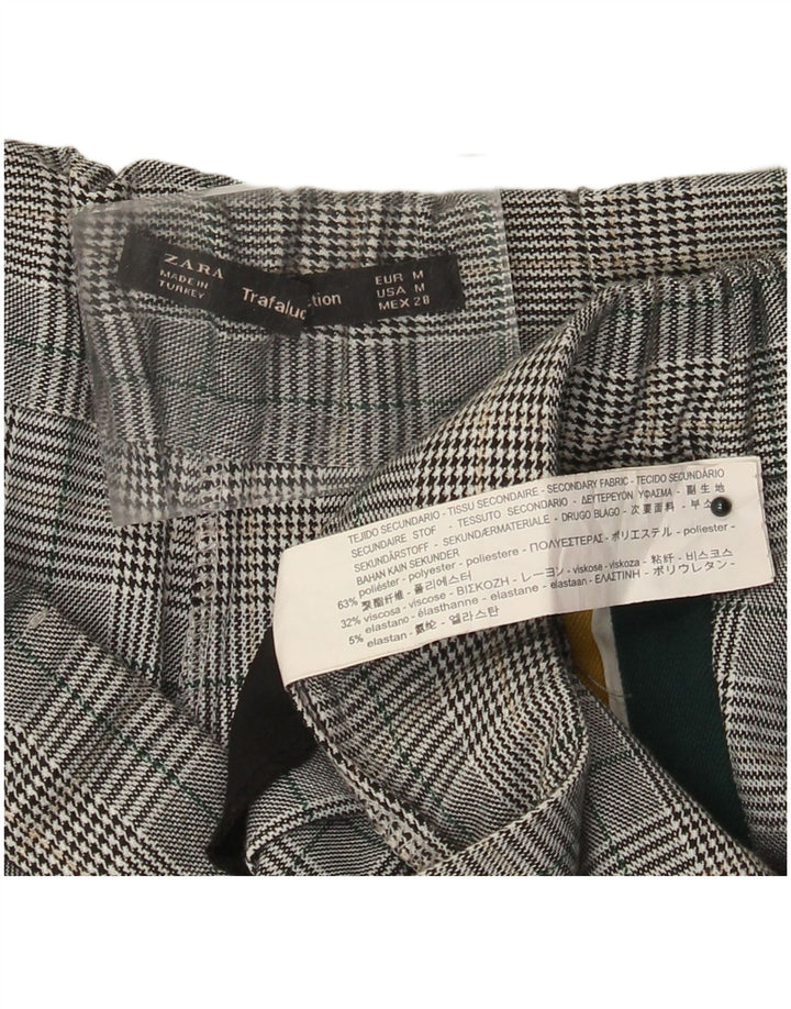 ZARA Mujer Pantalón Casual Recto Mediano W28 L27 Gris Cuadros Poliéster