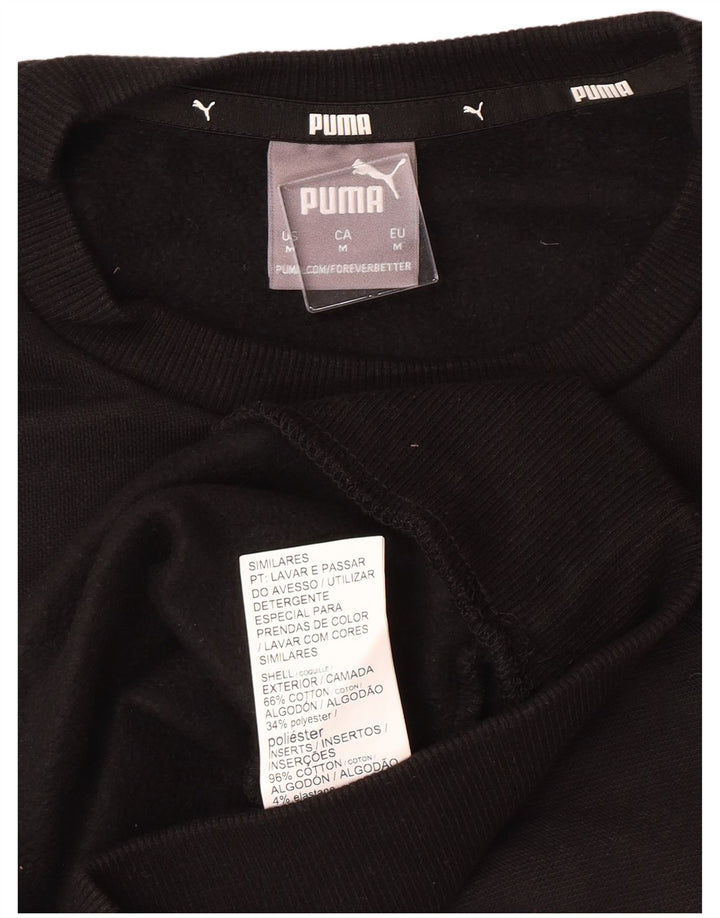 PUMA Sudadera con estampado gráfico para hombre, jersey de algodón color block mediano en negro