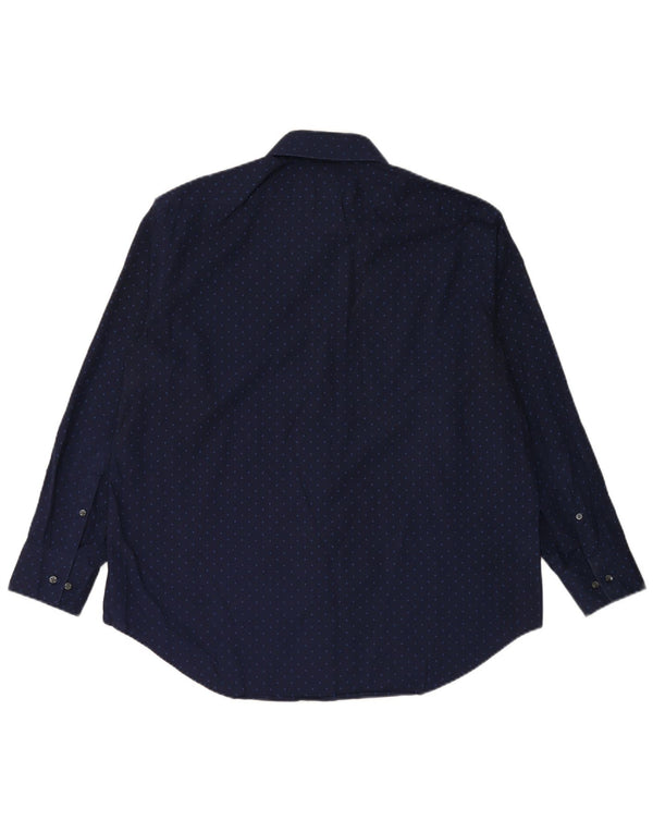 CALVIN KLEIN Camisa ajustada para hombre Talla 17 1/2 XL Algodón con lunares azul marino