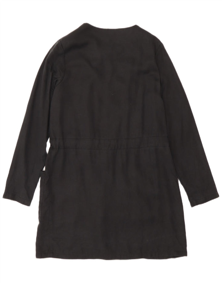 Zara Mujer Chaqueta Blazer Con Cremallera Completa UK 6 XS Black Lyocell