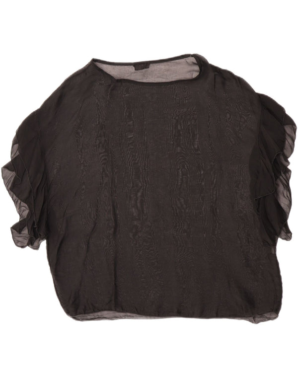 King Kong Blusa de gran tamaño transparente para mujer Top UK 10 Small Black Silk