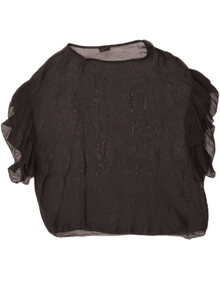 King Kong Blusa de gran tamaño transparente para mujer Top UK 10 Small Black Silk