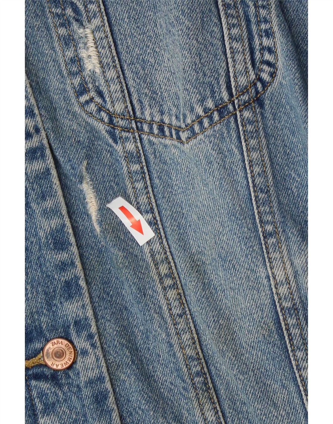 Zara Chaqueta Vaquera Extragrande Desgastada para Mujer UK 10 Small Algodón Azul