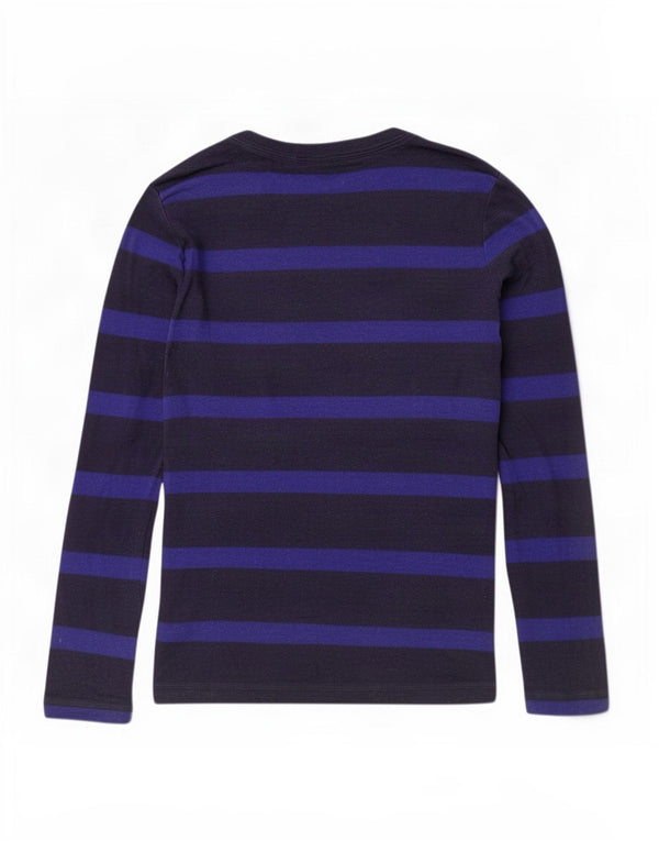 Gap Mujer Top Manga Larga UK 42 Medio Azul Marino Rayas Algodón