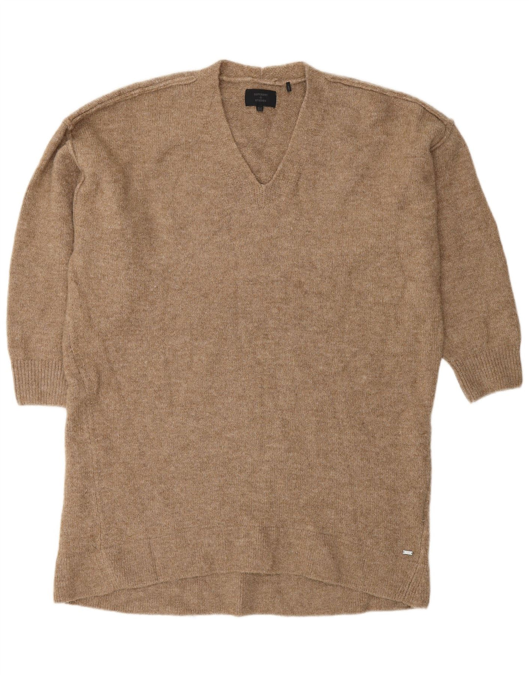 Superdry Jersey Extragrande con Cuello en V para Mujer UK 40 Acrílico Marrón Medio