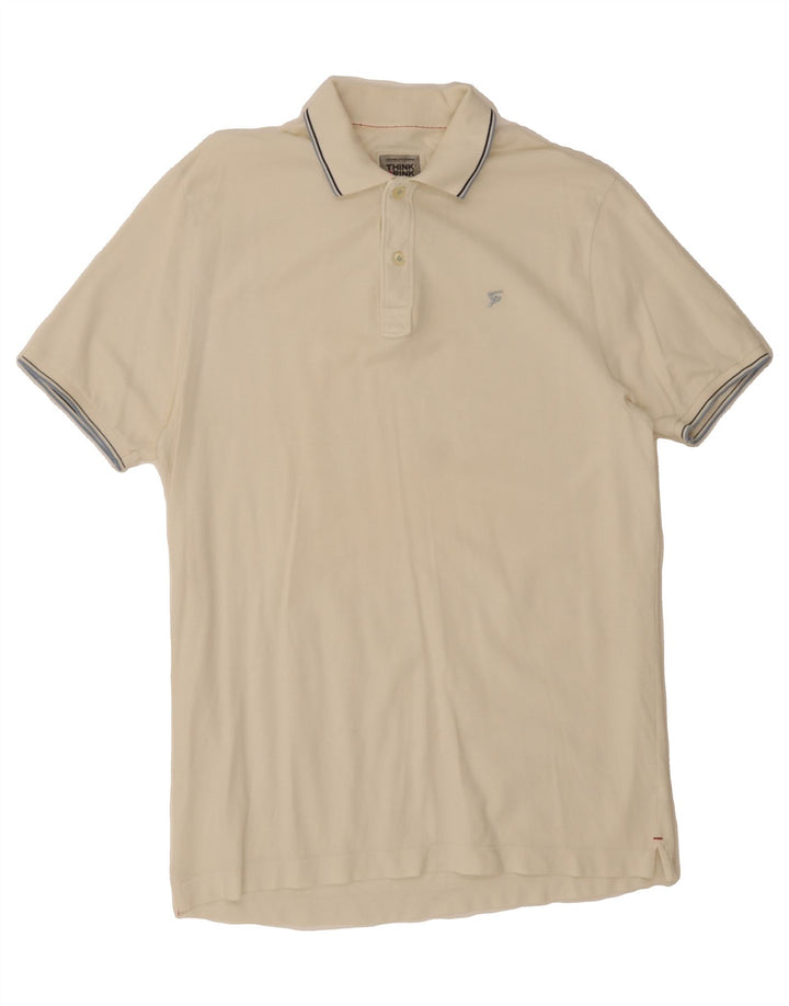 THINK PINK Mens Polo Shirt Large White Cotton Vintage Think Pink and Second-Hand Think Pink from Messina Hembry 