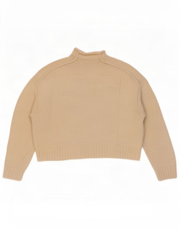 Zara Mujer Crop Suéter De Cuello Alto De Gran Tamaño UK 46 Large Beige