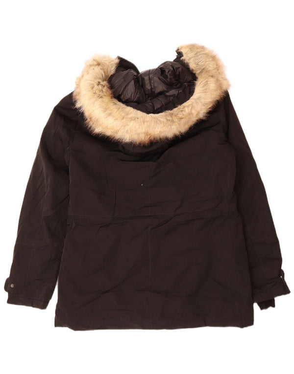 Zara Mujer Parka extragrande con capucha UK 6 XS Poliéster negro