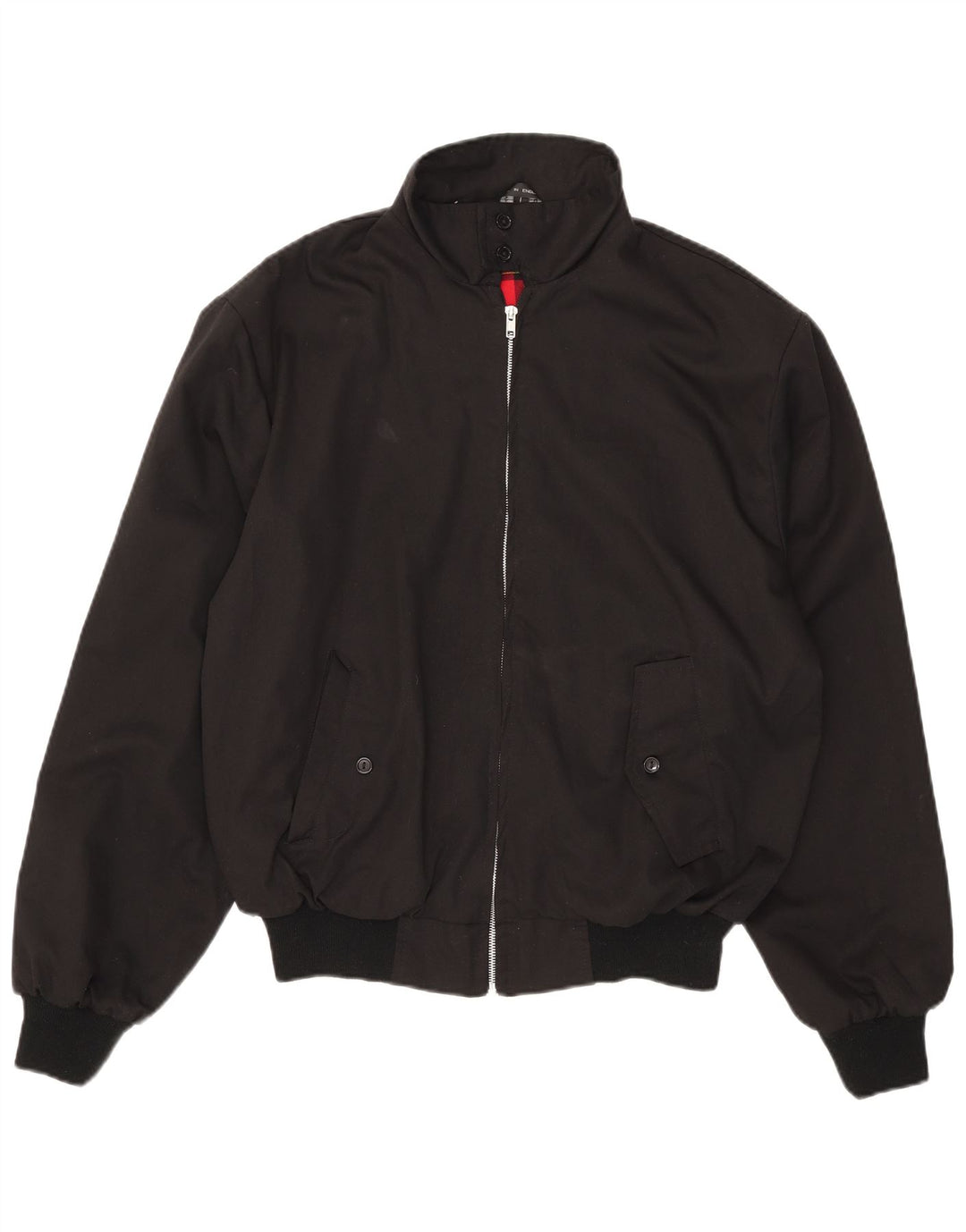 Vintage hombres bomber chaqueta Reino Unido 40 poliéster negro grande
