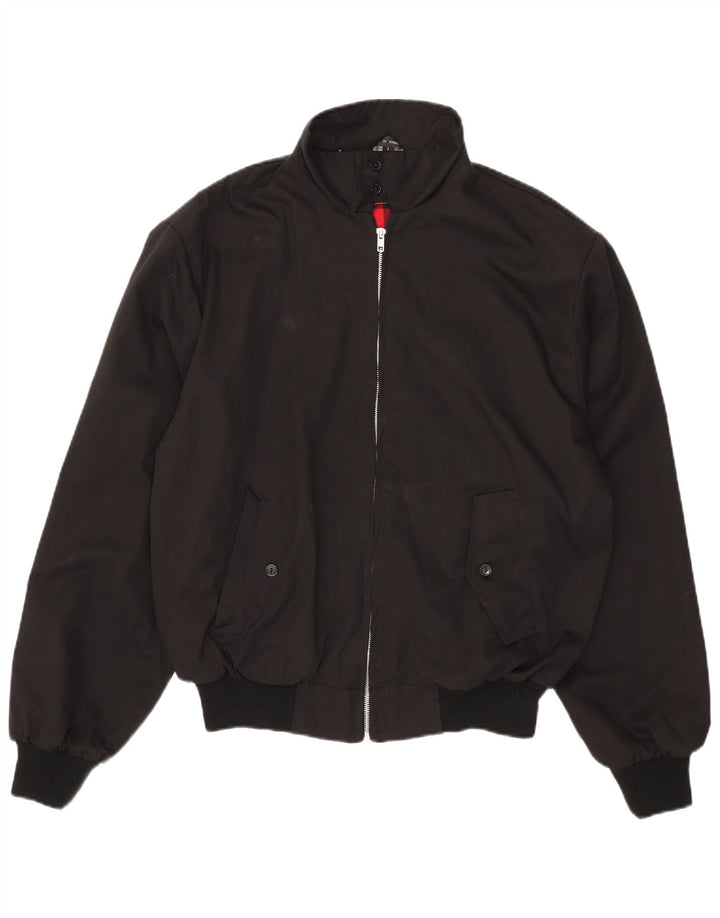 Vintage hombres bomber chaqueta Reino Unido 40 poliéster negro grande