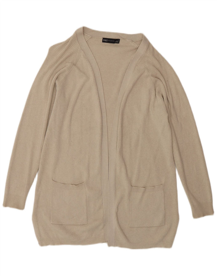 Marks & Spencer Suéter tipo cárdigan abierto para mujer UK 44 Viscosa beige mediana