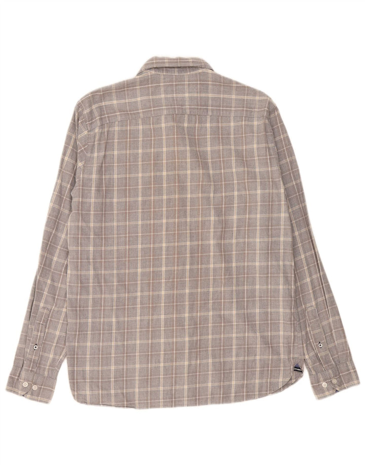 Crew Clothing Camisa ajustada para hombre Algodón a cuadros gris grande
