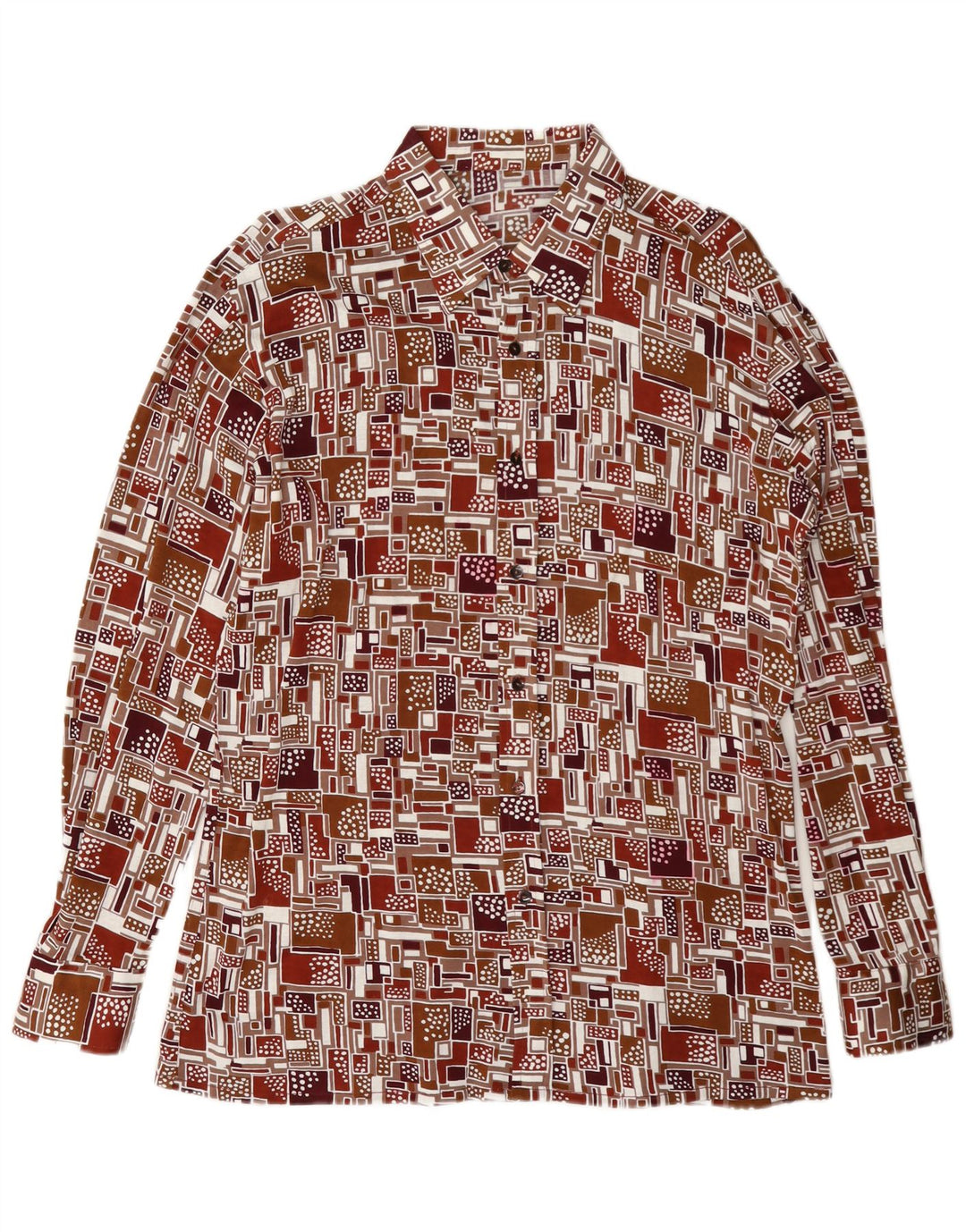 Camisa vintage para hombre grande multicolor geométrica