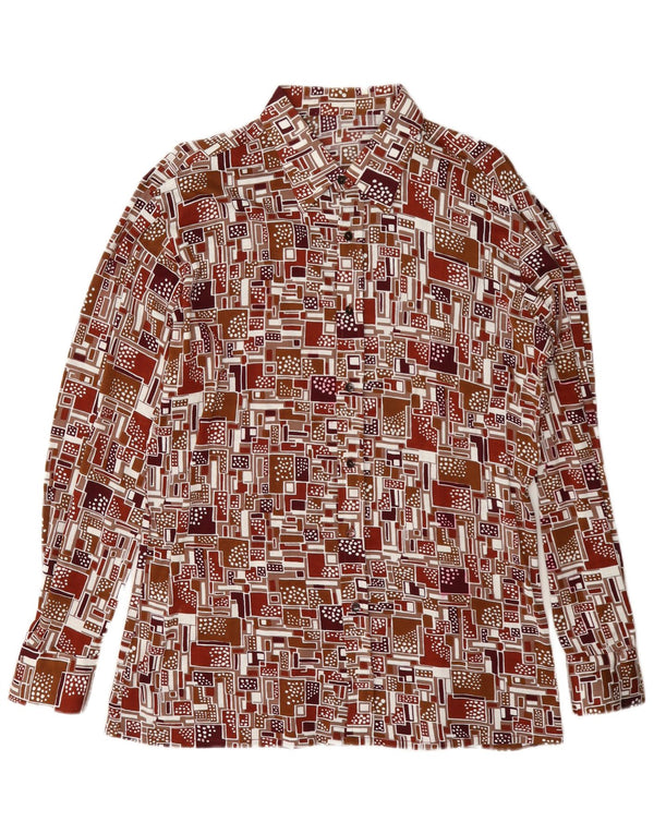 Camisa vintage para hombre grande multicolor geométrica