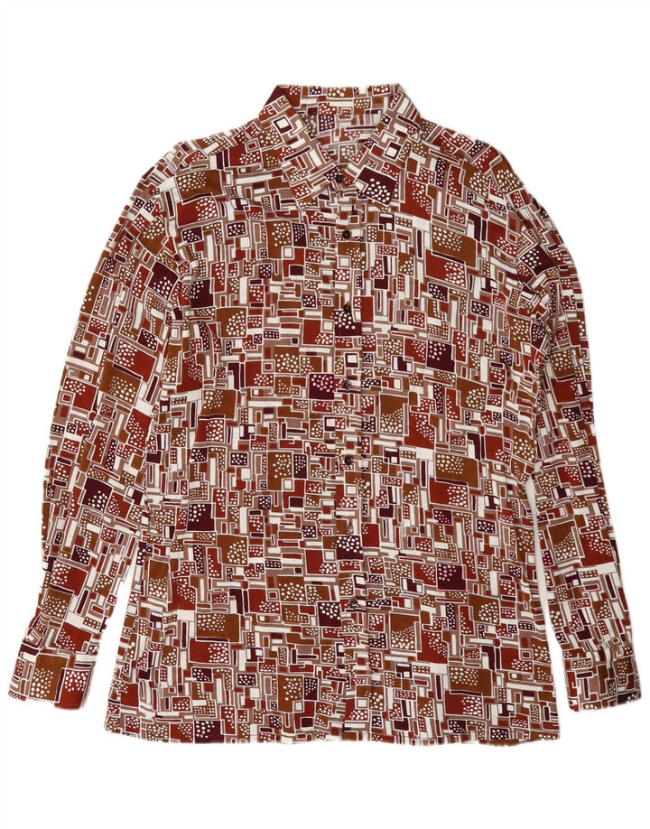 Camisa vintage para hombre grande multicolor geométrica