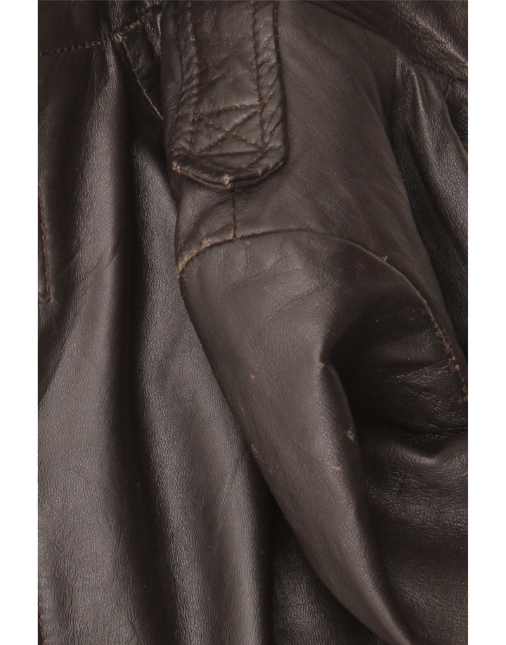 Zara Chaqueta De Cuero Para Mujer UK 10 Small Cuero Marrón