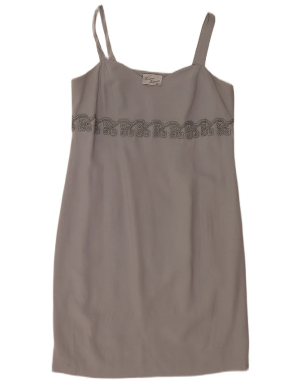 Vintage Womens Sleeveless Sheath Dress IT 48 XL Grey Floral