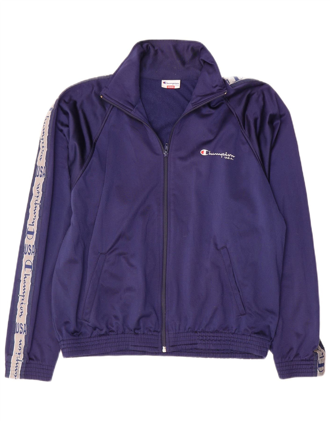 Champion Chaqueta De Chándal Con Estampado Gráfico Para Hombre Color Block En Azul Marino Mediano