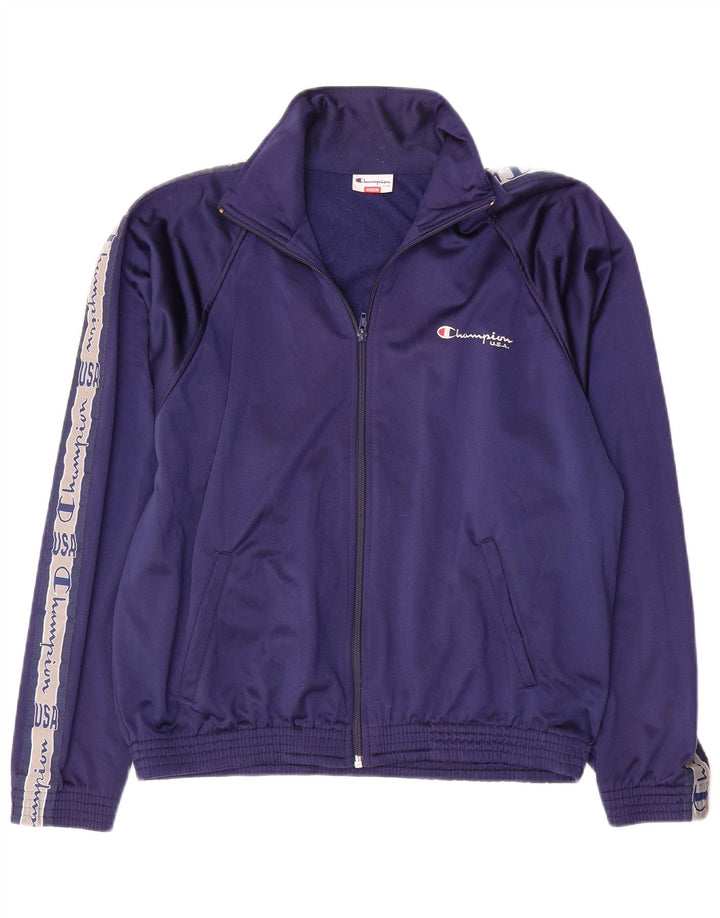 Champion Chaqueta De Chándal Con Estampado Gráfico Para Hombre Color Block En Azul Marino Mediano