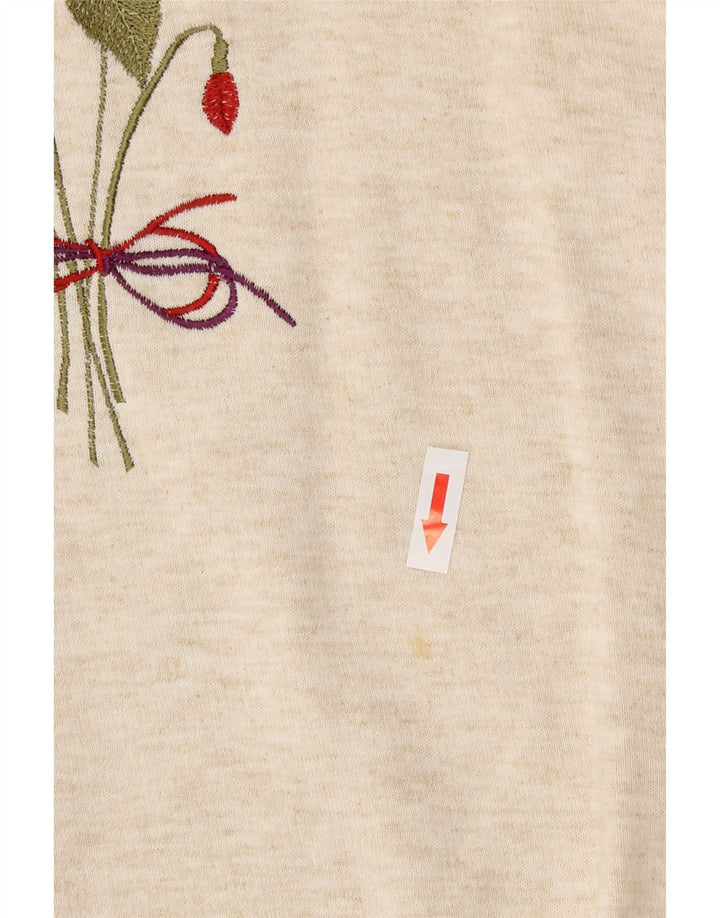 Oak Tree Sudadera de gran tamaño para mujer Jumper UK 10 Small Beige Floral