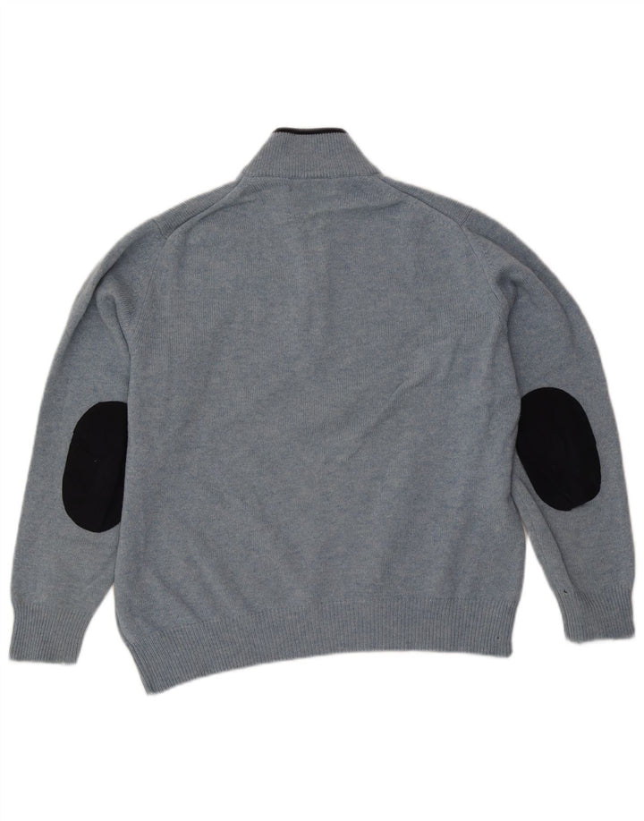 Fred Perry Jersey De Cuello Con Cremallera Para Hombre De Lana Azul Medio