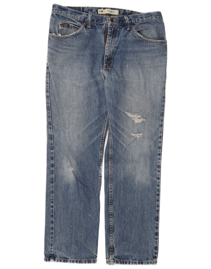 LEE Vaqueros Rectos Desgastados para Hombre W36 L30 Algodón Azul