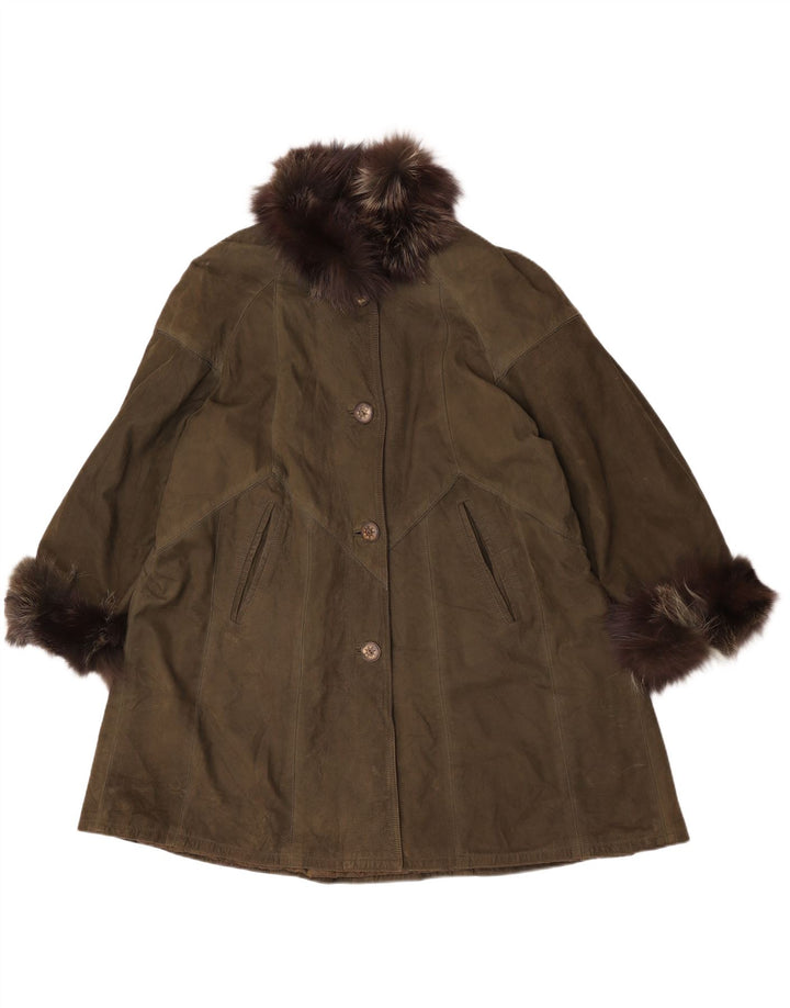 Talenti Abrigo de cuero para mujer UK 40 XL Cuero caqui