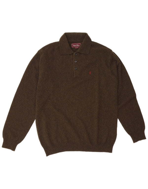 MARLBORO CLASSICS Mens Polo Neck Jumper Sweater XL Khaki Wool