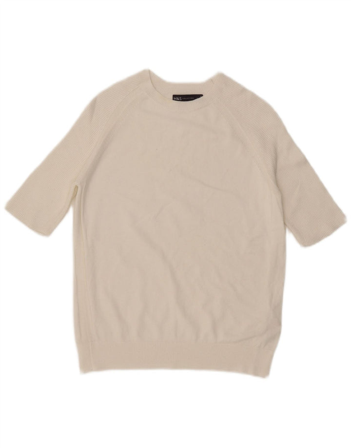 Marks & Spencer Jersey con Cuello Barco para Mujer UK 10 Small White