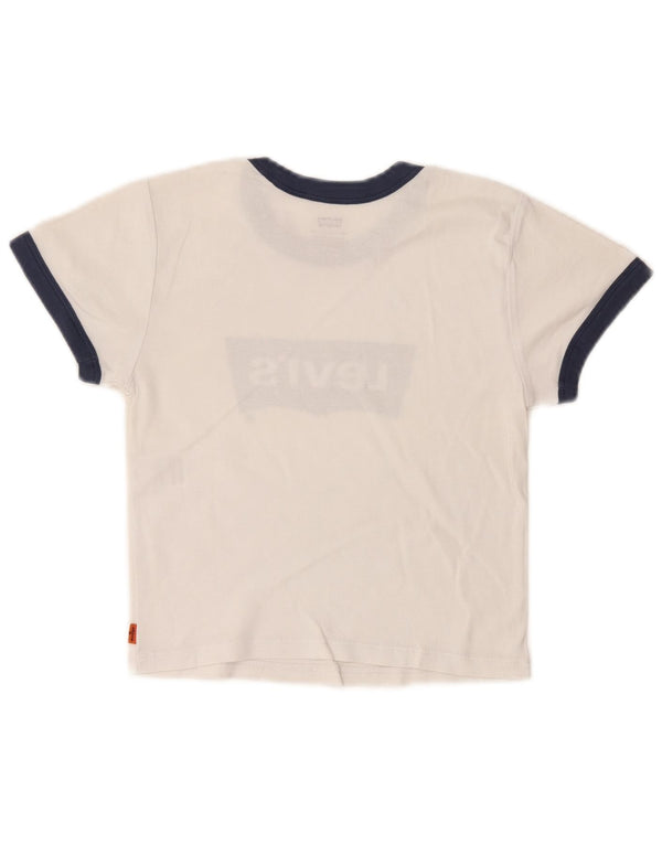 Levi's Camiseta corta con gráfico para mujer UK 10 Small White Colourblock