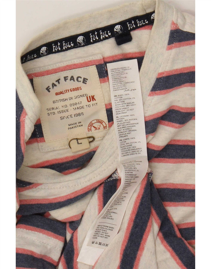 Camiseta de hombre Fat Face Top grande de algodón a rayas grises